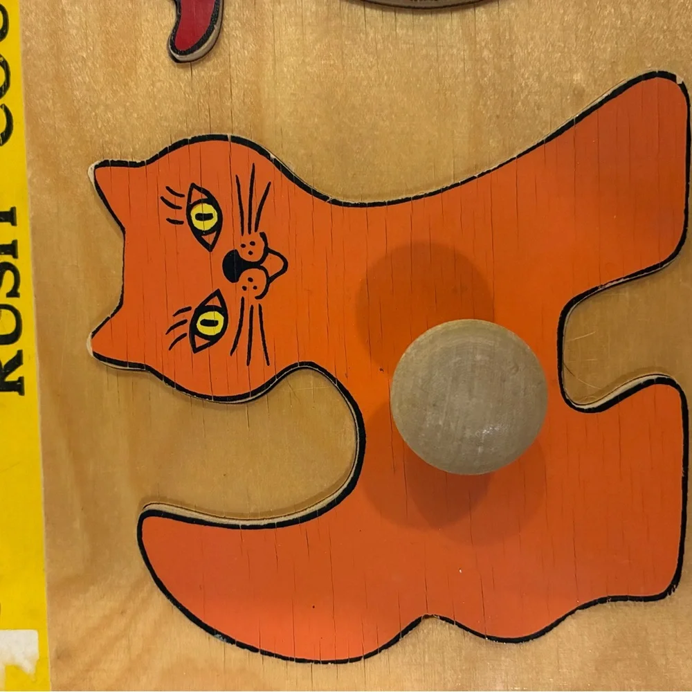 Easter Ducky Puzzle Animal Wooden Knob Puzzle  farm pet animals Toddler Puzzle